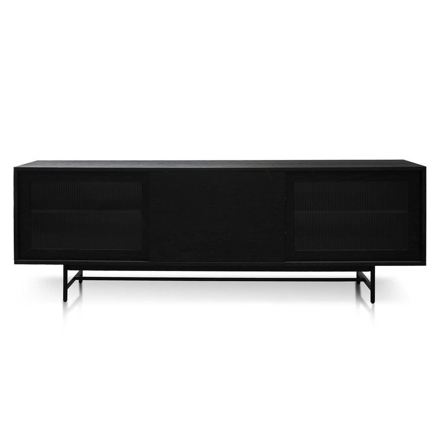2.1m Wooden Entertainment TV Unit | Black with Flute Gla | Myka Home