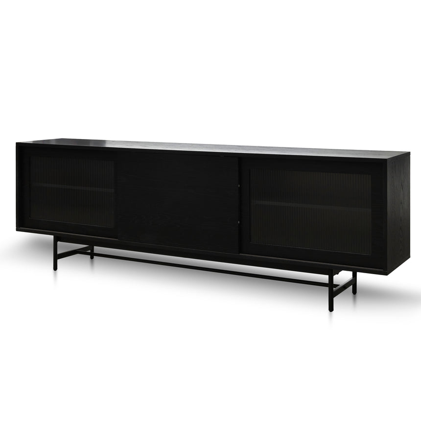 2.1m Wooden Entertainment TV Unit | Black with Flute Gla | Myka Home - View 2