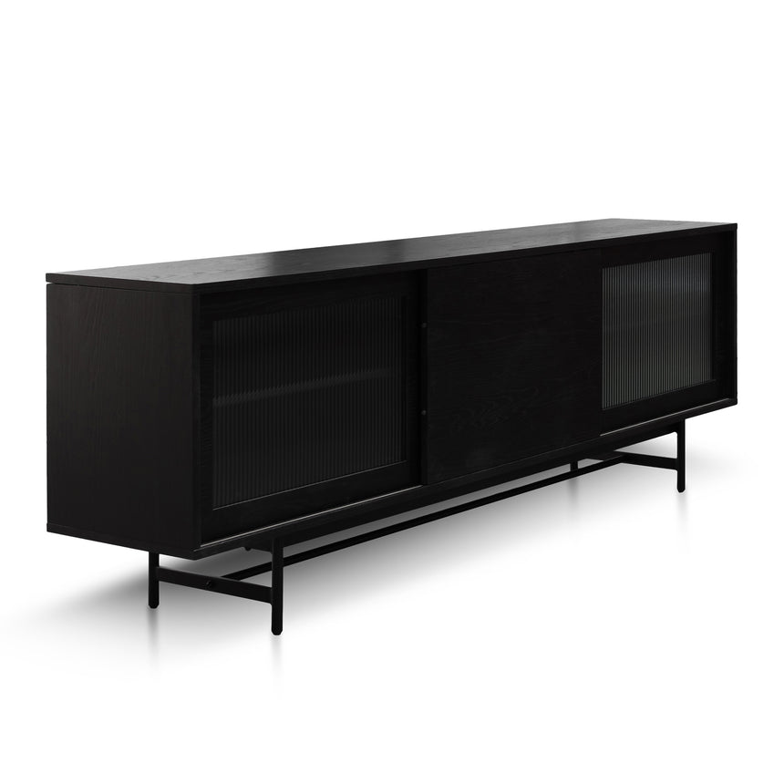 2.1m Wooden Entertainment TV Unit | Black with Flute Gla | Myka Home - View 4