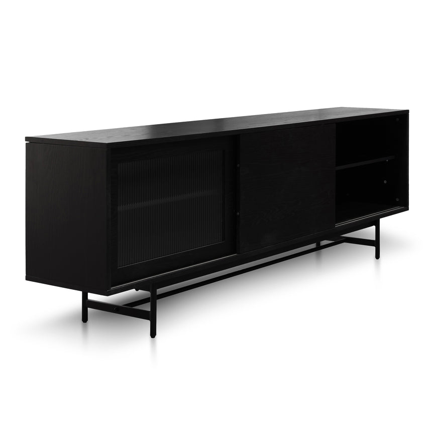 2.1m Wooden Entertainment TV Unit | Black with Flute Gla | Myka Home - View 9
