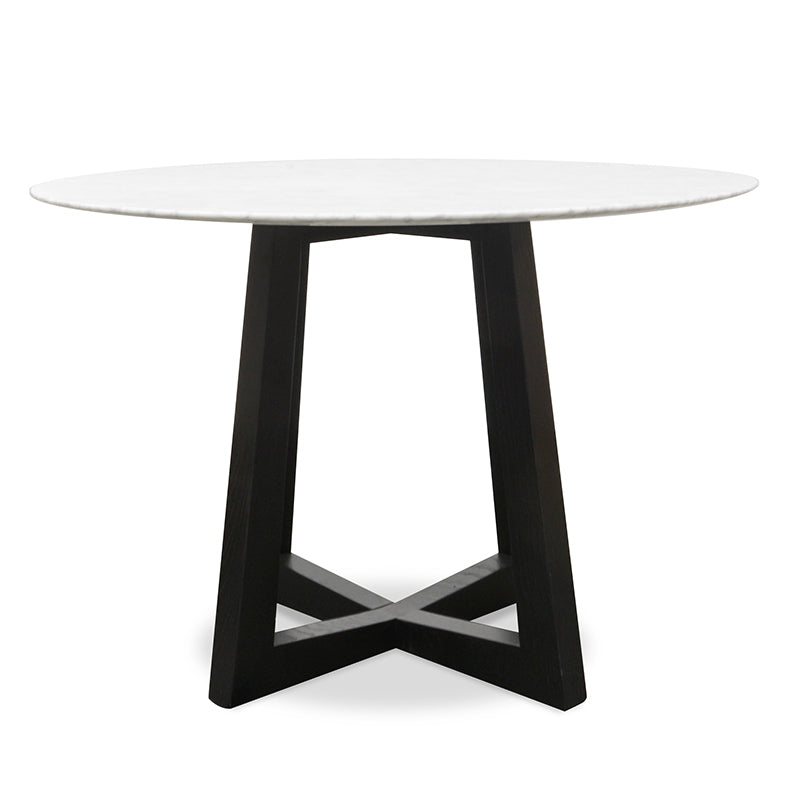 1.15m Round Marble Dining Table - Black Base - View 2