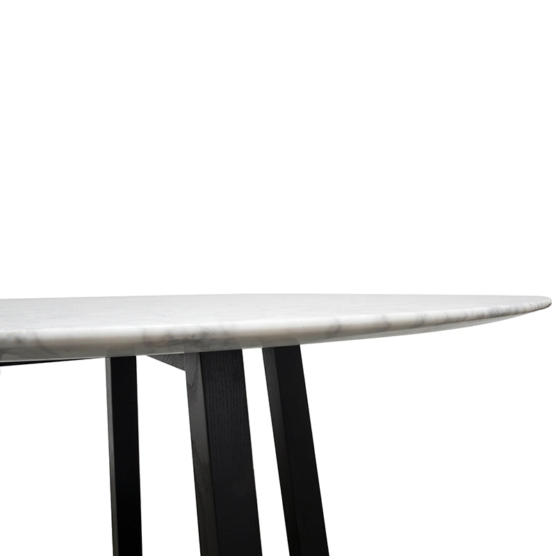 1.15m Round Marble Dining Table - Black Base - View 5