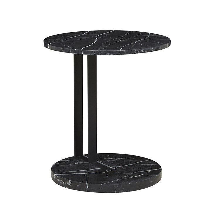 Amara Linear Side Table | Black Marble | Myka Home