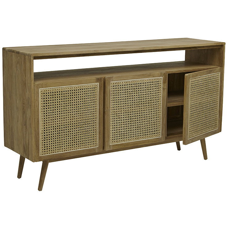 Anja Woven Open Buffet | Natural Teak | Myka Home - View 4