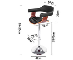 Cedar Wooden Bar Stool | Steel & PU Leather | Myka Home