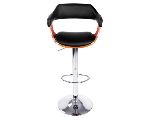 Cedar Wooden Bar Stool | Steel & PU Leather | Myka Home - View 2