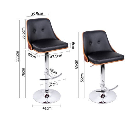 Lea Wooden Gas Lift Bar Stool - View 2